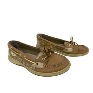 Sperry Angelfish Sparkle Loafer Size 9 Gold Women's slip on casual leather shoes